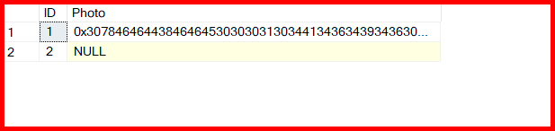 Picture showing data in Image table